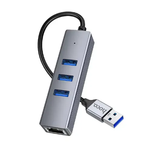 Slika USB HUB HOCO HB34 EL 4u1 TYPE C GIGAB NETWORK ADAPTER m.grey